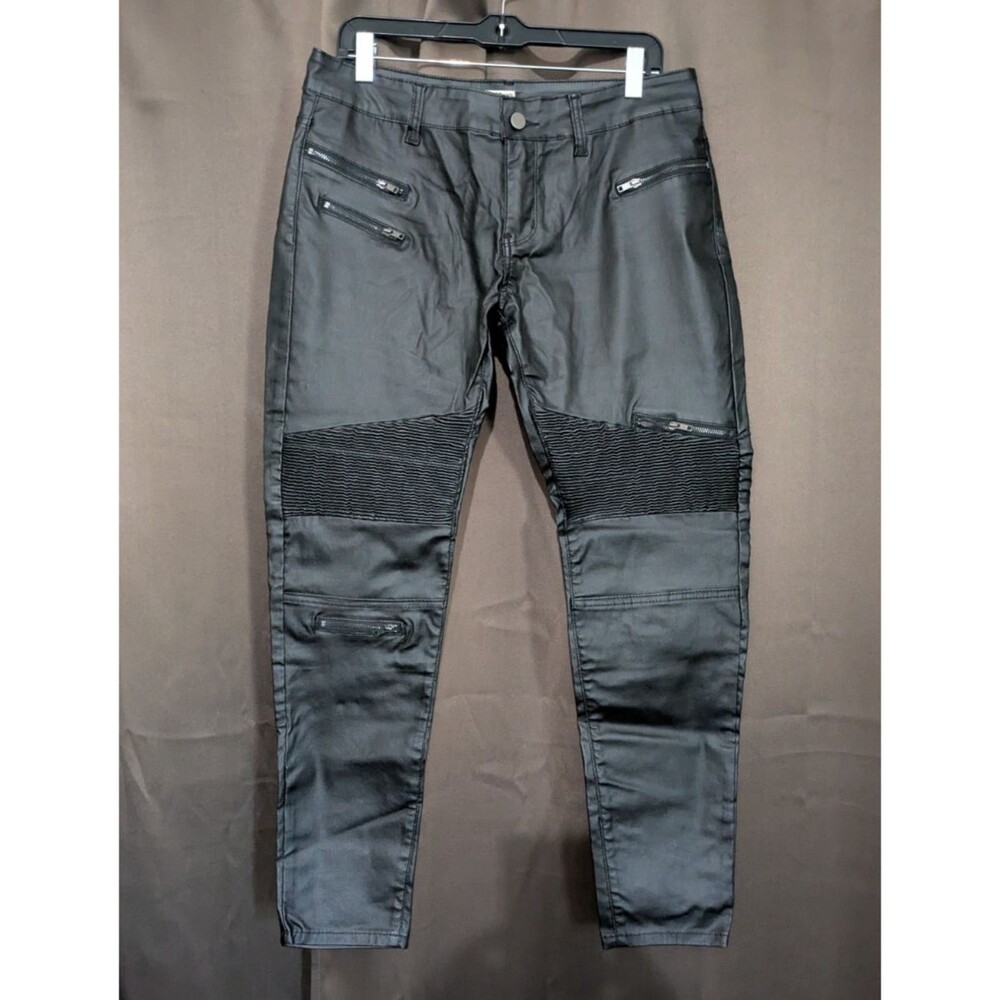 Top Trends Pants Trousers Jeans Faux Leather 32 Waist Black Bikercore Goth Punk